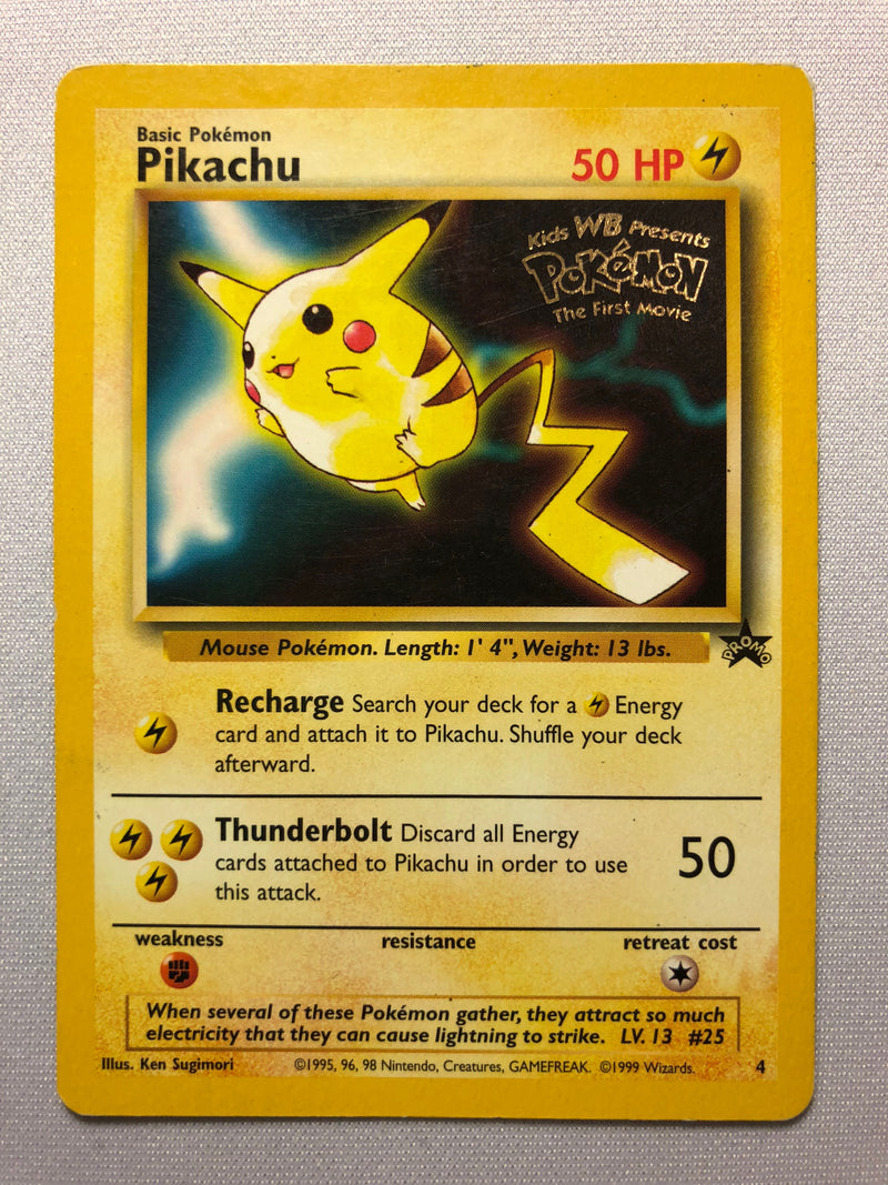 Pikachu 4 Black Star Promo Movie Release WB Stamped Pokemon Card Near Mint