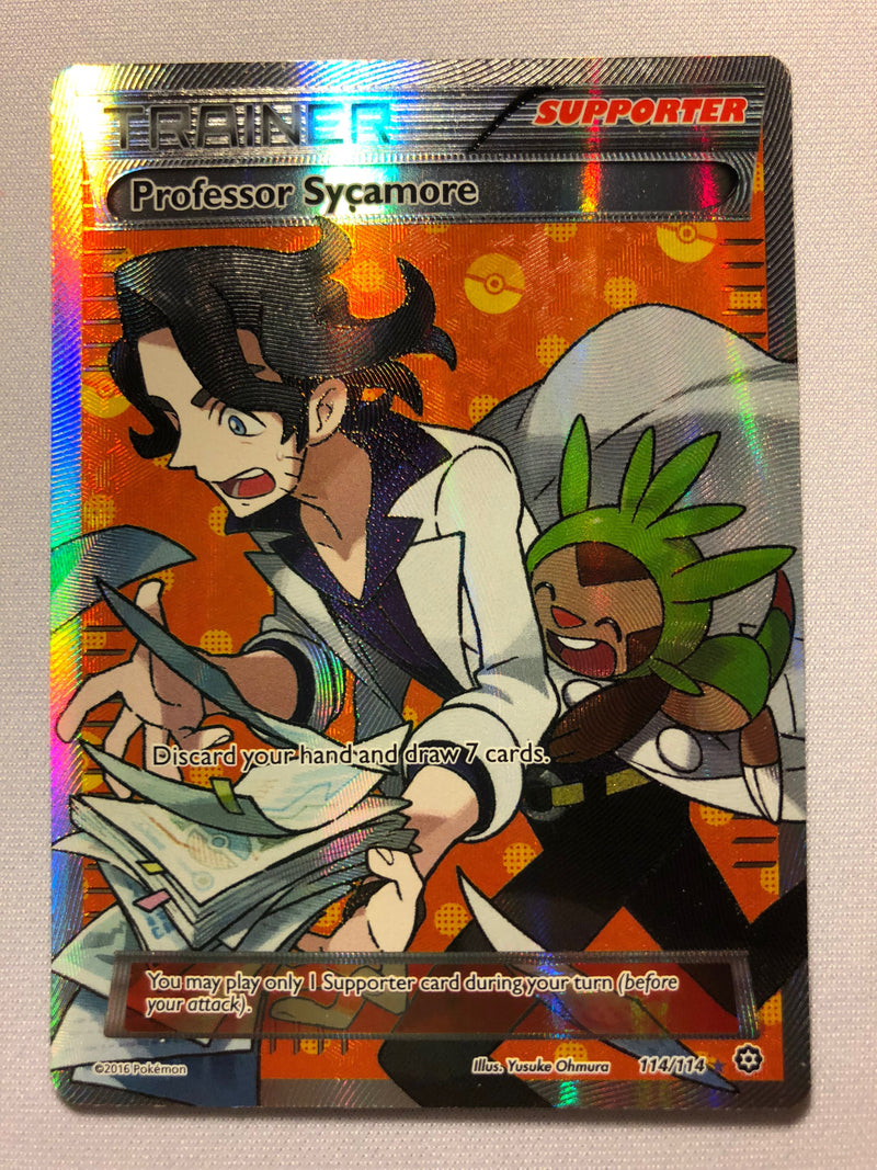 Professor Sycamore 114/114 Holo Rare Pokemon Card Mod Played