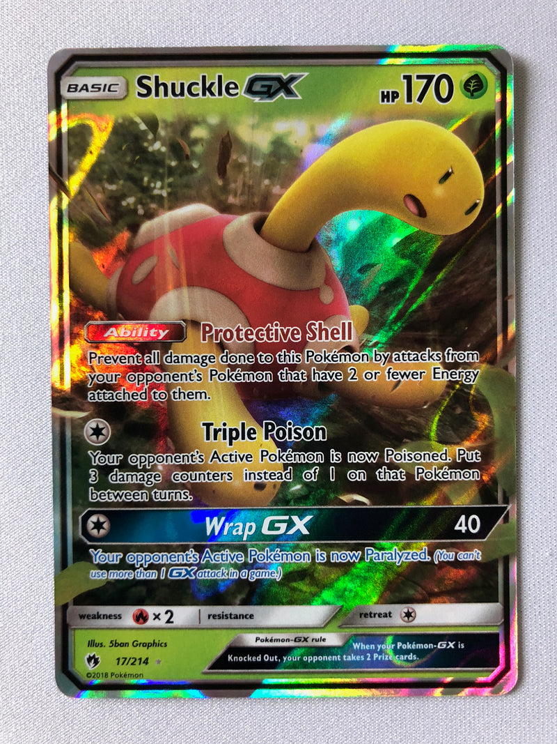 Shuckle GX 17/214 Ultra Rare Sun & Moon Lost Thunder Pokemon Card Near Mint