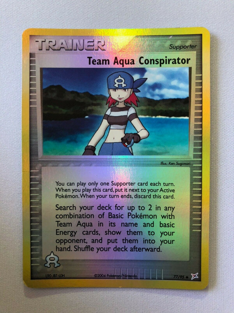 Team Aqua Conspirator 77/95 Reverse Holo Rare Pokemon Card Near Mint