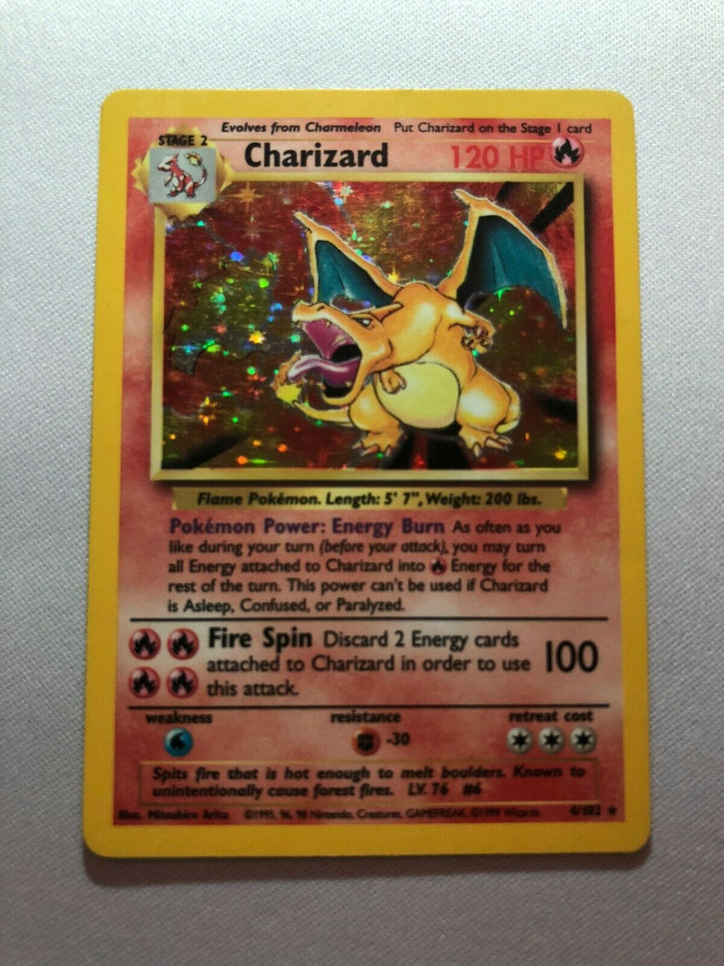 Charizard 4/102 Base Set Unlimited Edition Holo Pokemon Card Near Mint/Excellent