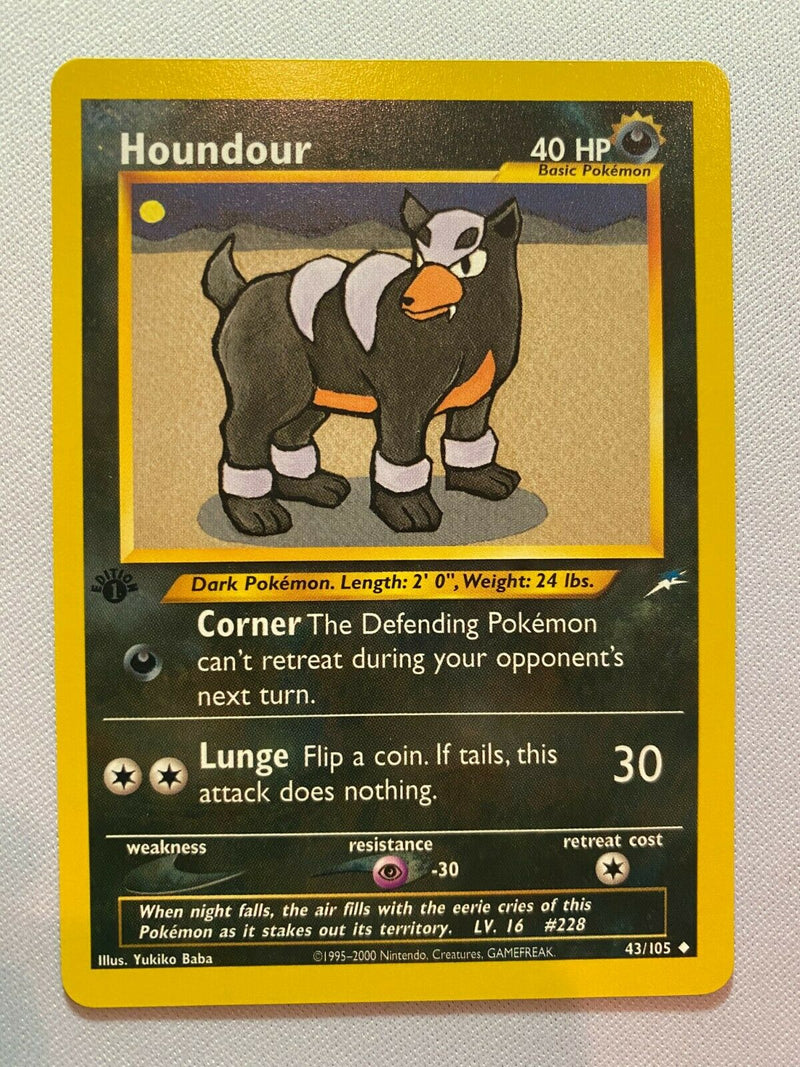 Houndour 43/105 1st Edition Uncommon Pokemon Card Near Mint