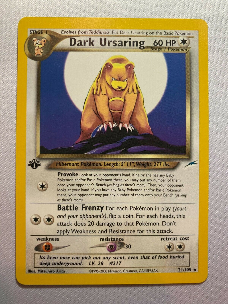 Dark Ursaring 21/105 1st Edition Rare Pokemon Card Mint/Near Mint